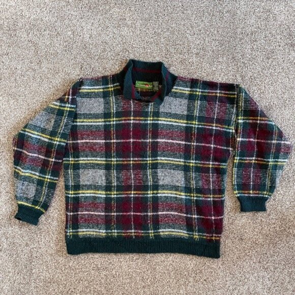 Vintage 80s OUTBACK RED Tartan Plaid Wool Sweater Large - Picture 2 of 10